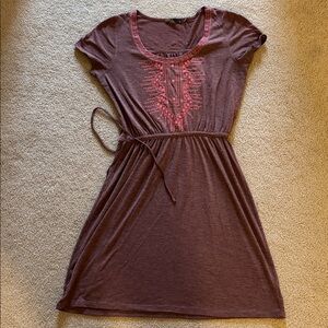 Prana Cranberry Dress with Pink Embroidery